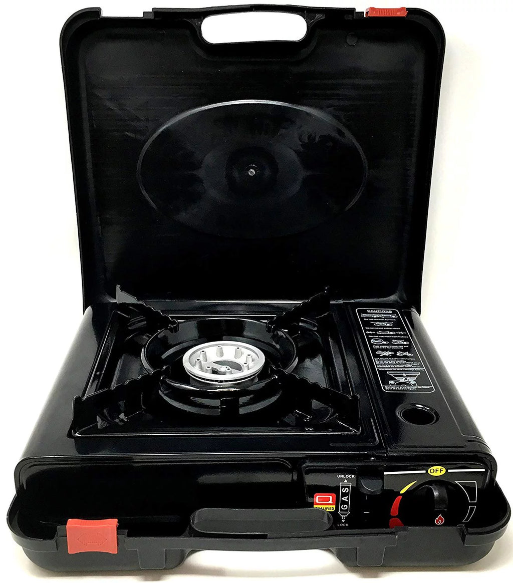 Portable Outdoor Butane Gas Stove with Stainless Steel Body and Carrying Case U8340