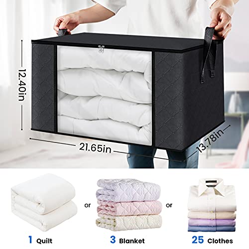 6 Pack Blue Foldable Clothes Storage Bags with Lids and Handle T14884