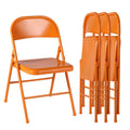 Set of 4 Orange Metal Folding Chairs B173