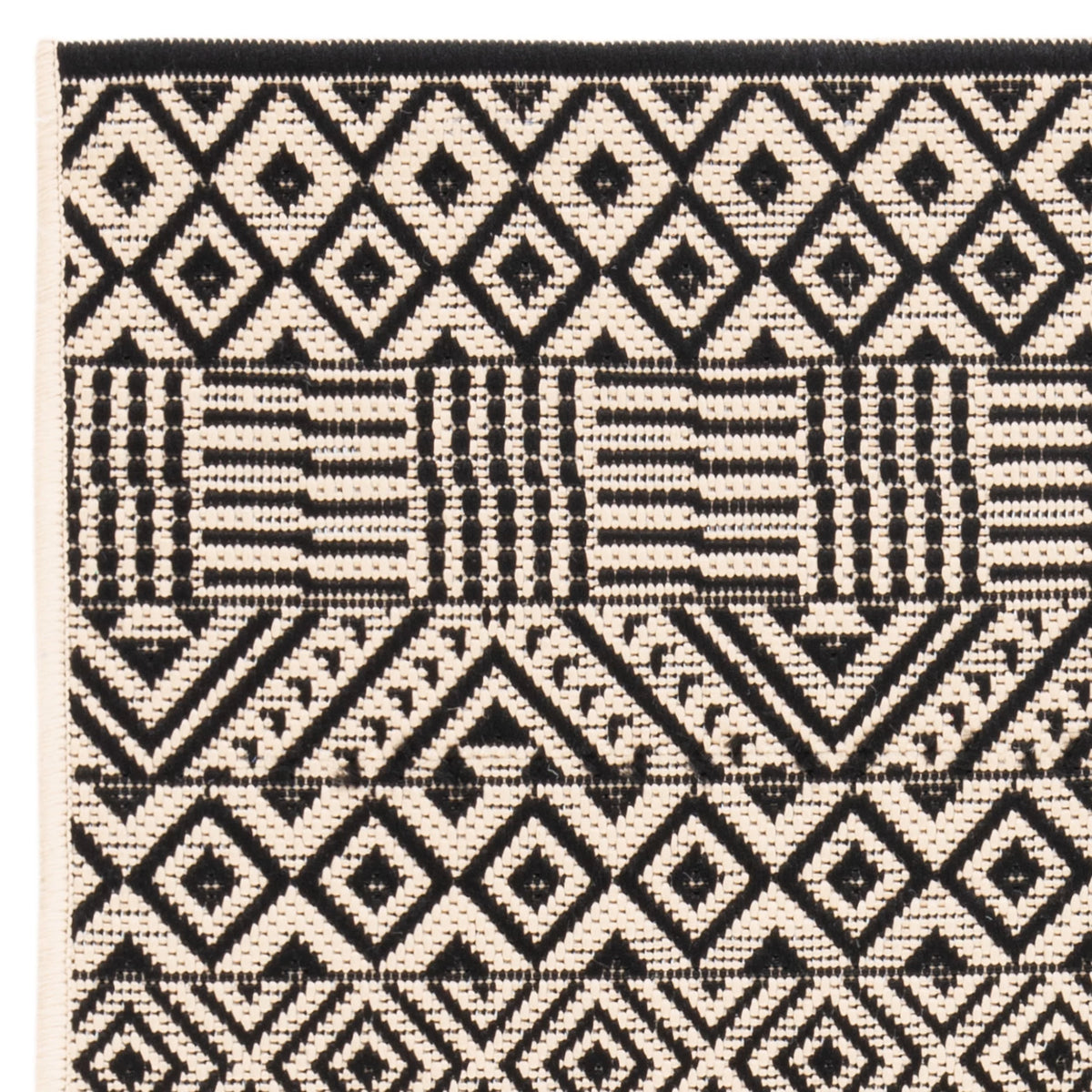 Beige Black Indoor Outdoor Area Rug N297205