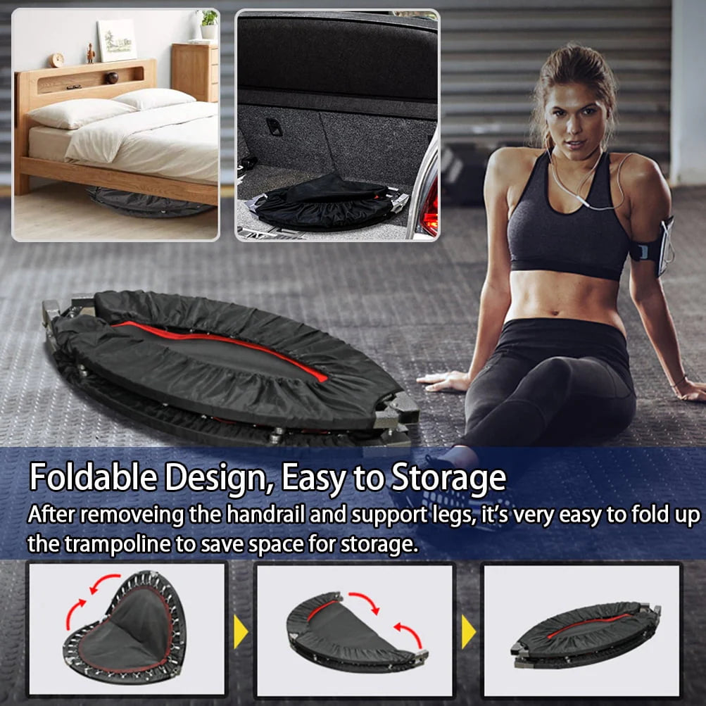 48'' Black Foldable Mini Fitness Trampoline with Handle G963