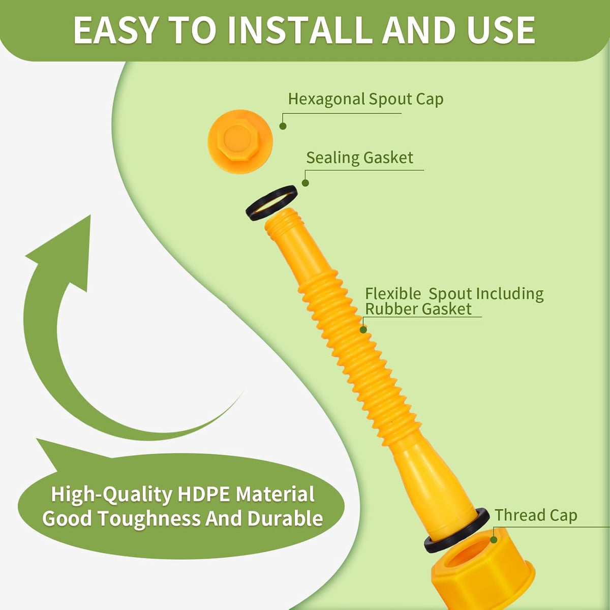 Anti-Spill Gas Can Nozzle Replacement with Flexible Nozzle V7718