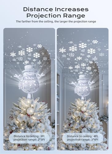 Christmas Tree Topper with 3D Glitter LED Snowflake Projector Lights P4099