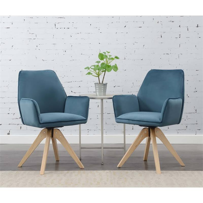 Velvet Blue Swivel Accent Chair V192