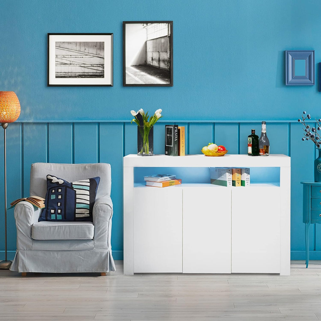 White 51.2 L × 13.8 W × 38.2 H Sideboard with Led Lights K686