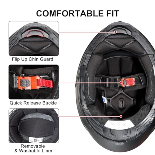 Modular Motorcycle Helmet Flip Up Full Face Dual Visor A42438