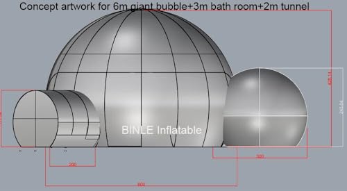 Inflatable Bubble Tent Dome Tunnel Camping Outdoor Big 16.5ft Diameter 8ft Rooms C728005