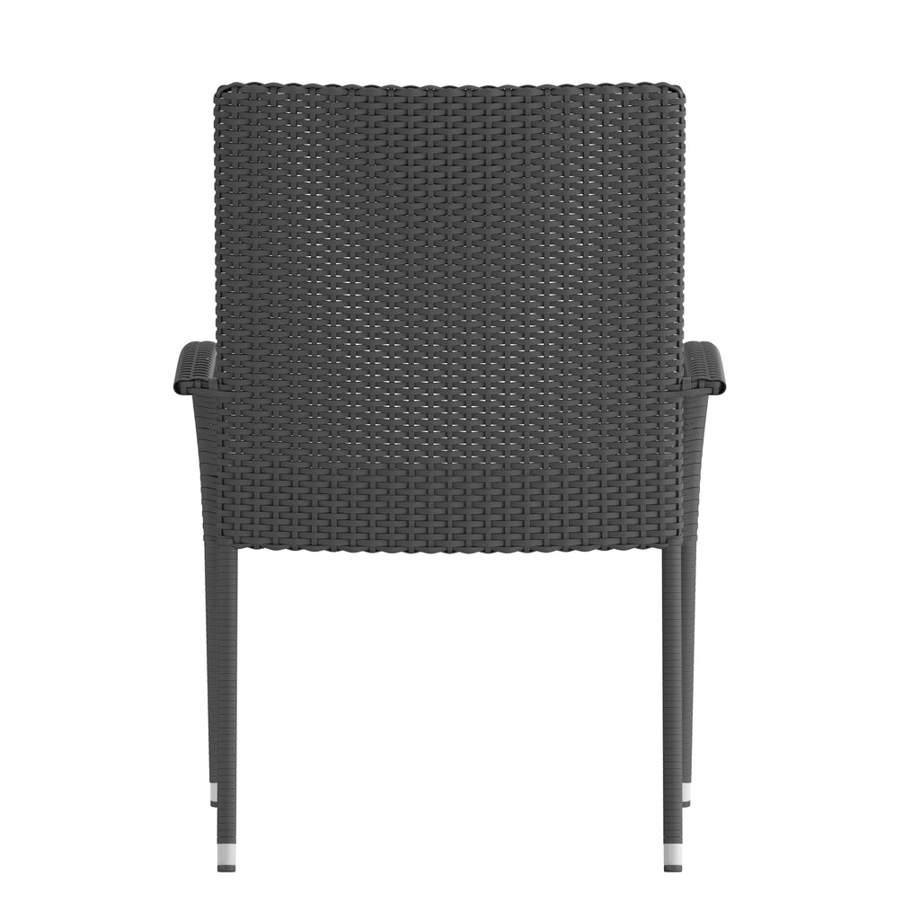 Gray Wicker Powder Coated Steel Patio Club Chair Set of 2 R92653