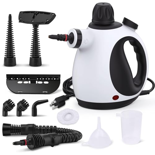 White Handheld Steam Cleaner with 10 Accessory Kit T185
