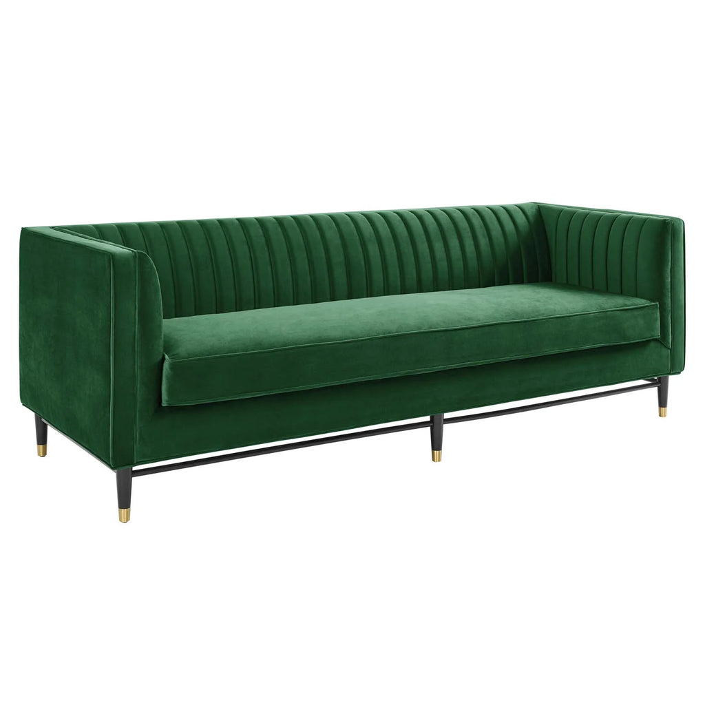 Emerald Channel Tufted Performance Velvet Sofa D734021