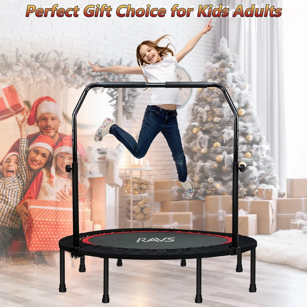 48'' Black Foldable Mini Fitness Trampoline with Handle G963
