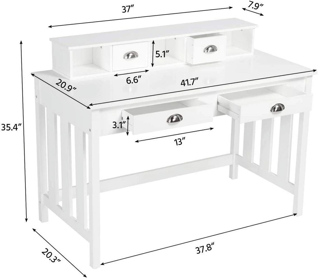 Writing Desk with Drawer Storage and Removable Hutch D104746