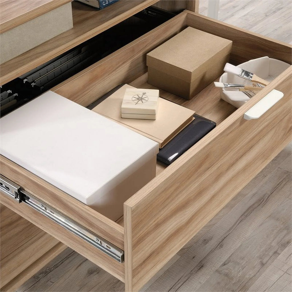 L-Shape Desk & Metal Computer Hutch A325
