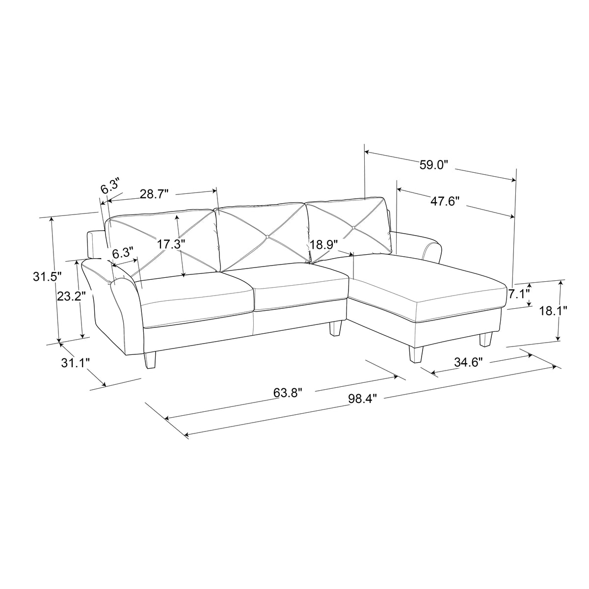 Dark Gray Microfiber Sectional Sofa E420