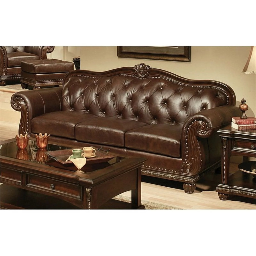 Tufted Upholstered Leather Sofa V943855
