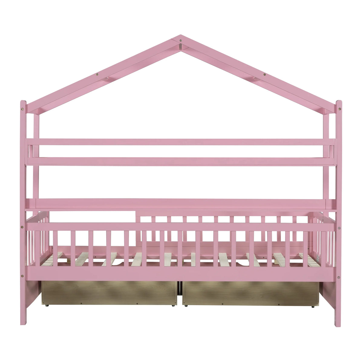 Twin Size Wooden House Bed with 2 Drawers V3627