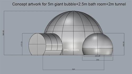 Inflatable Bubble Tent Dome Tunnel Camping Outdoor Big 16.5ft Diameter 8ft Rooms C728005