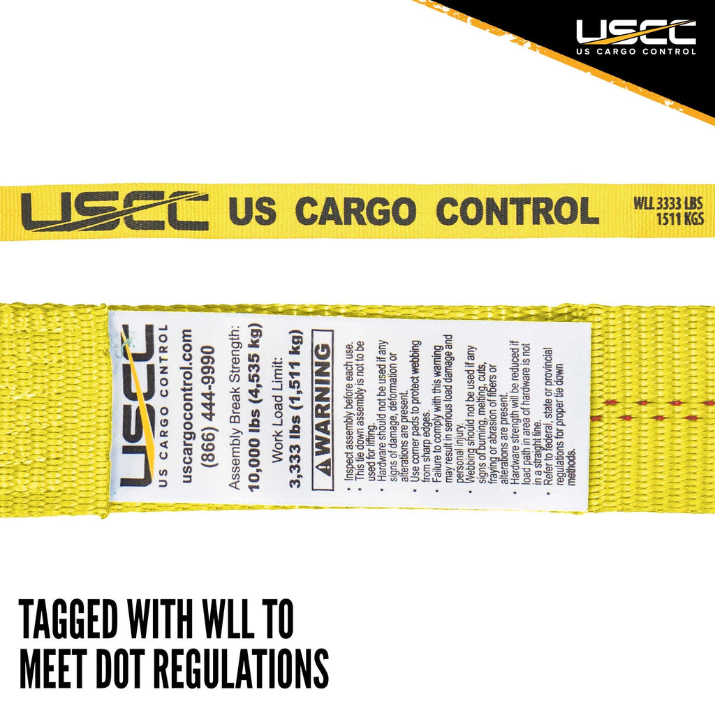 2" x 18' Yellow Ratchet Strap with Double J Hook F1330
