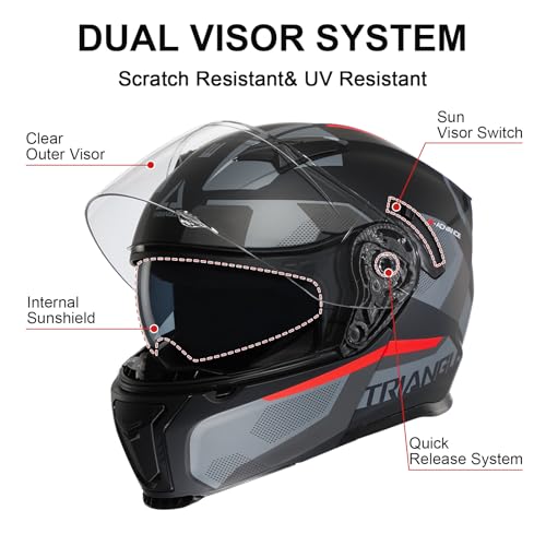 Modular Motorcycle Helmet Flip Up Full Face Dual Visor A42438