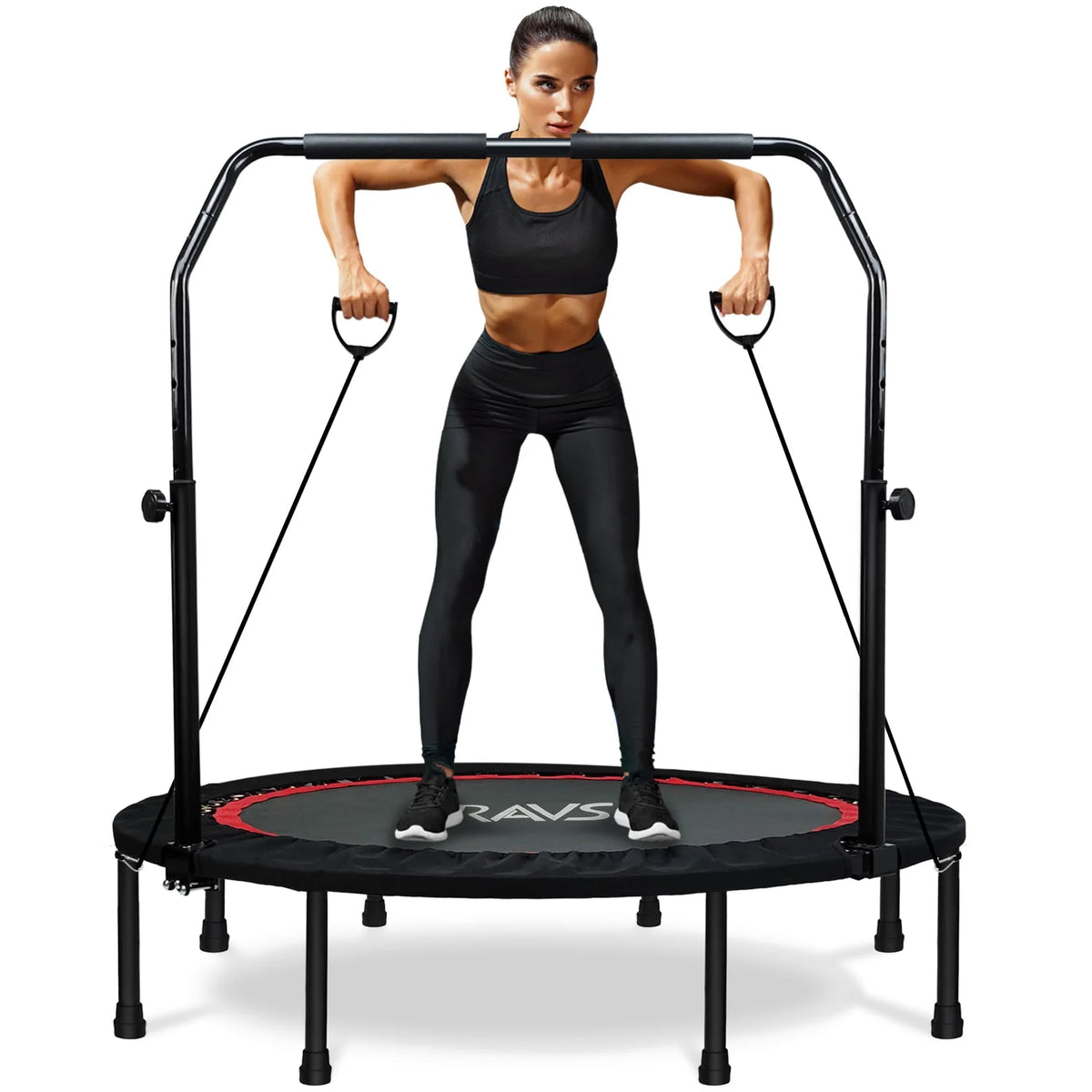 48'' Black Foldable Mini Fitness Trampoline with Handle G963