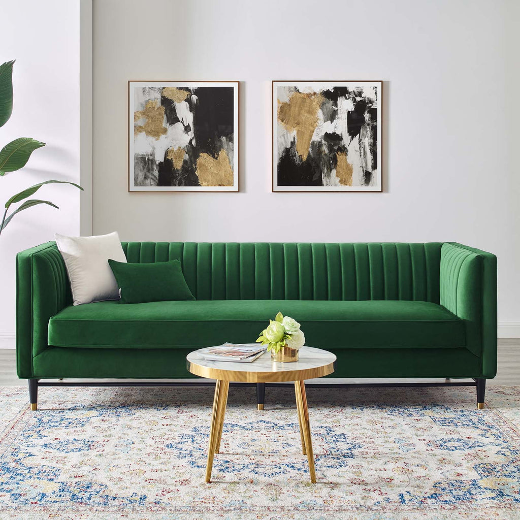 Emerald Channel Tufted Performance Velvet Sofa D734021