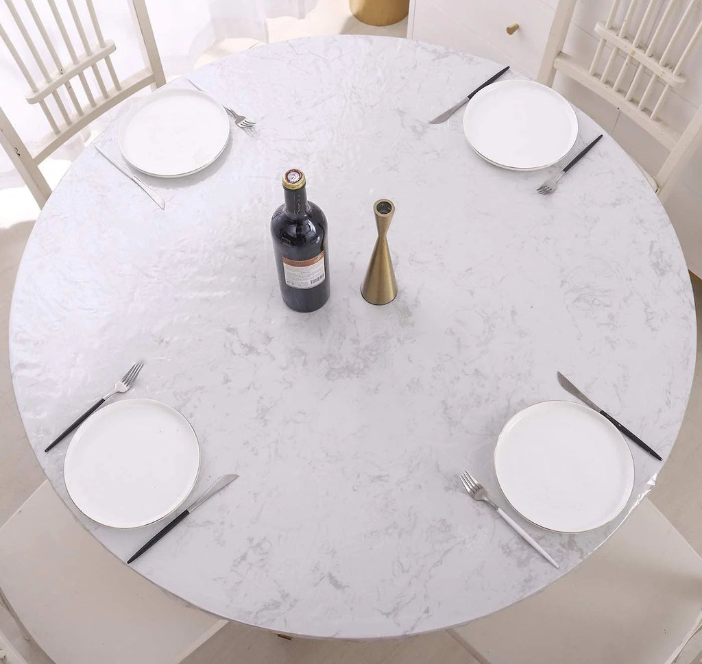 Clear Round Vinyl Fitted Waterproof Tablecloth E5068