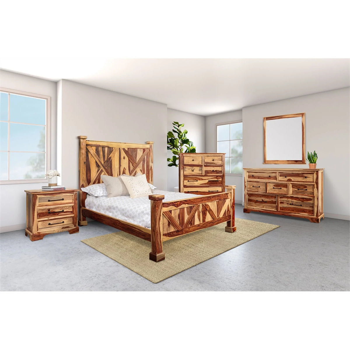 Solid Sheesham Wood King Bed T399