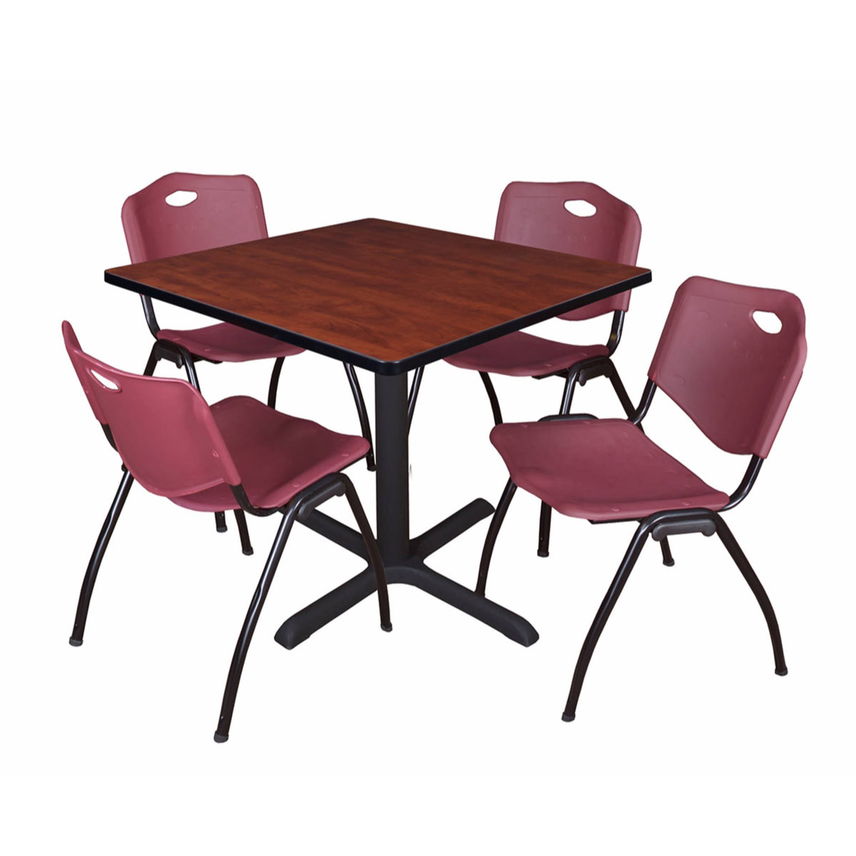 42x22 Square Breakroom Table & 4 Stack Chairs V6852
