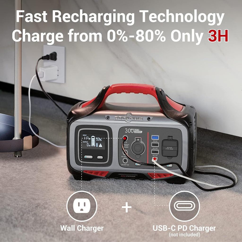 300W Portable Power Station, 280wh (78000mAh), 110V Pure Sine Wave AC Outlet, USB-C PD, QC 3.0, Lithium Battery N235