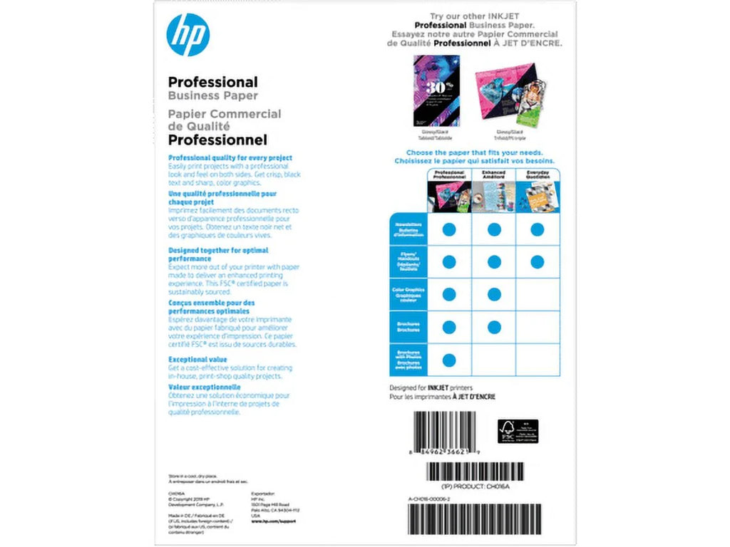 Matte Inkjet Paper 180gsm 150 Sheets Letter 8.5 x 11 in F986721