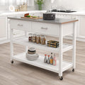 White Stainless Steel Top Kitchen Cart with 2 Drawers H841