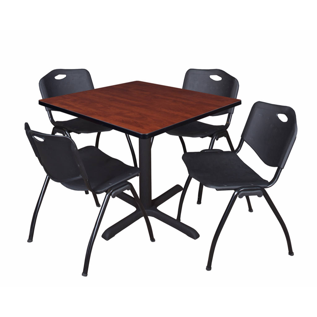 42x22 Square Breakroom Table & 4 Stack Chairs V6852