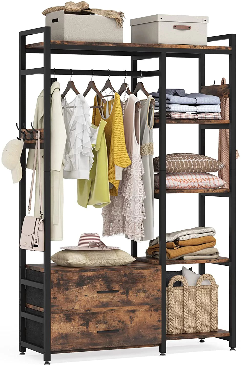 Freestanding Closet Organizer with Drawers and Shelves C570565
