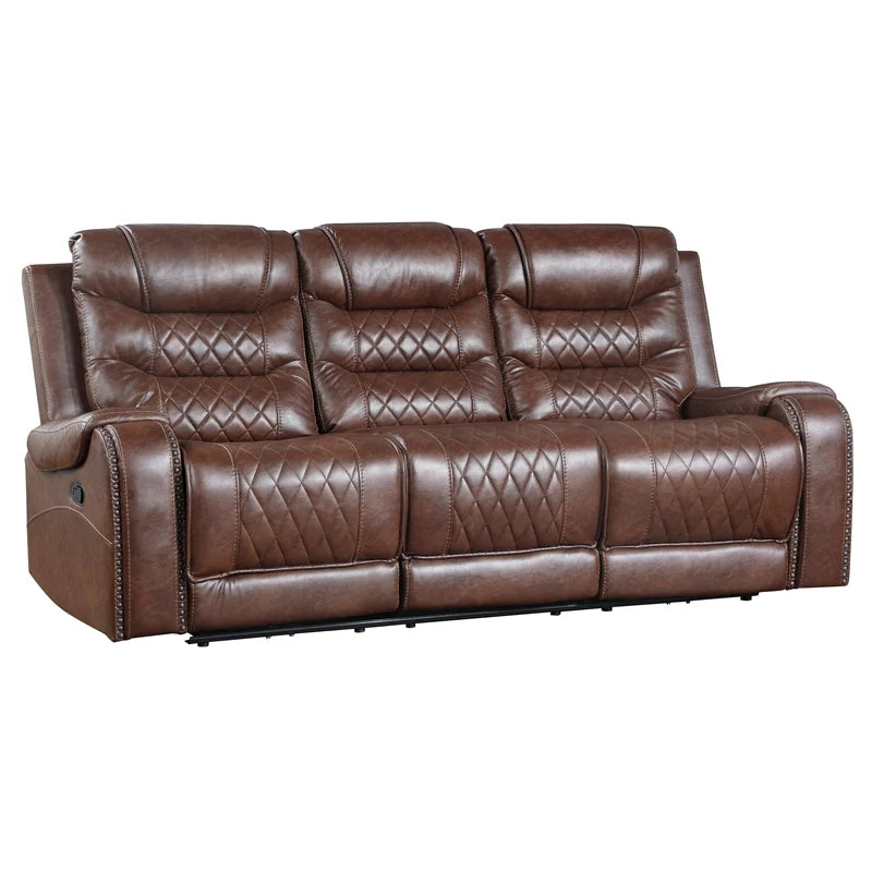 Brown 2-Piece Upholstered Manual Reclining Sofa Set P562