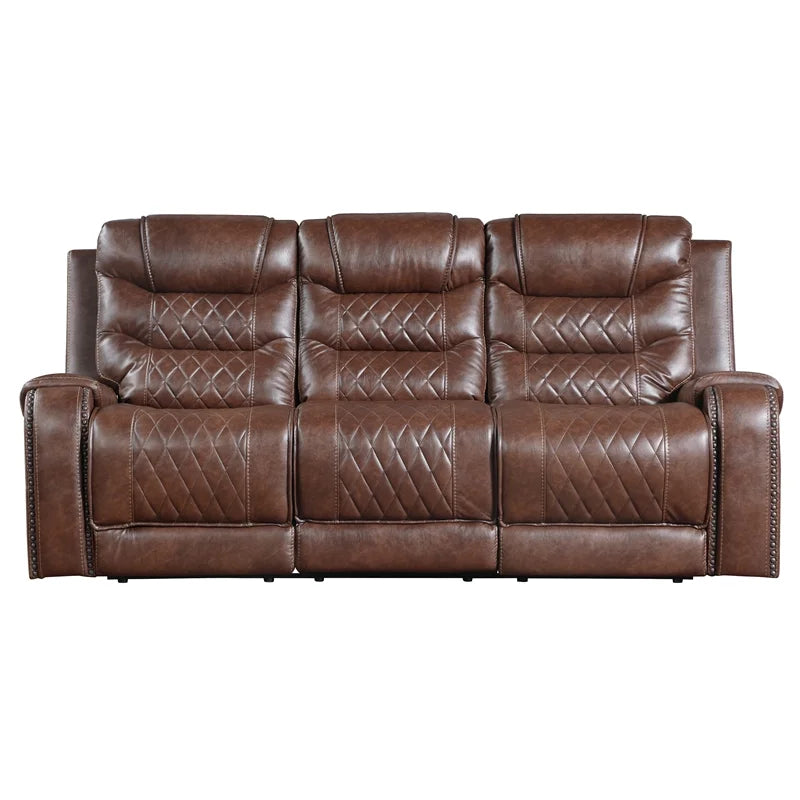 Brown 2-Piece Upholstered Manual Reclining Sofa Set P562