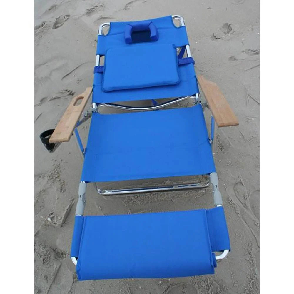 Lightweight Outdoor Beach Lounge Chair with Footrest, Blue V523259