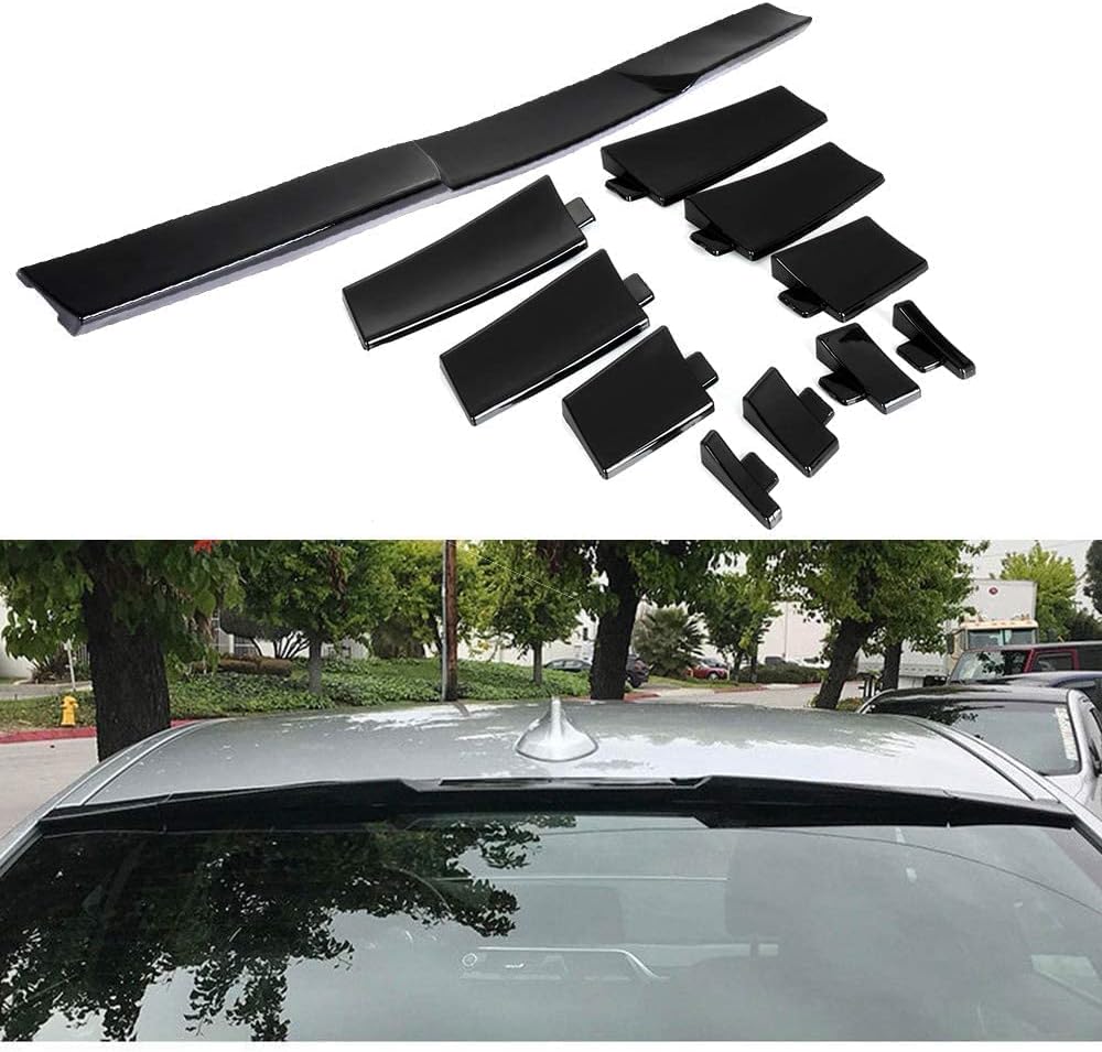 1-Piece Rear Window Roof Spoiler Wing Hydro Dipped Plastic Glossy Carbon Look Pack of 2 S861