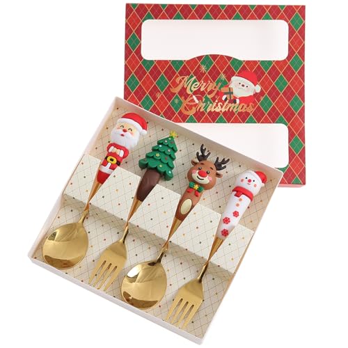 4 Pack Stainless Steel Christmas Spoon and Fork Set J497