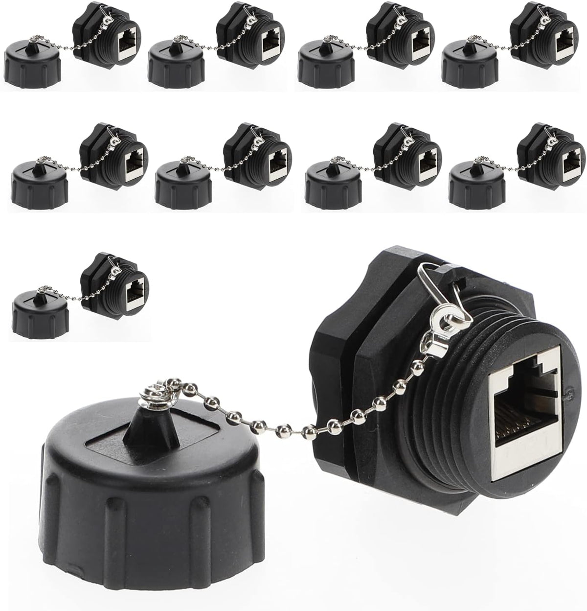Black IP67 Shielded RJ45 Coupler 10 Pack A835