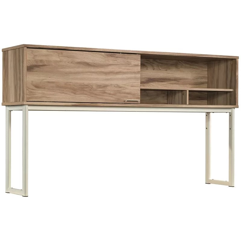 L-Shape Desk & Metal Computer Hutch A325