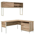 L-Shape Desk & Metal Computer Hutch A325