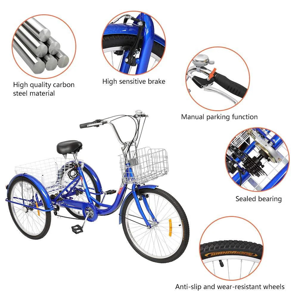 Blue 26-Inch Wheel Adult Tricycle A3675