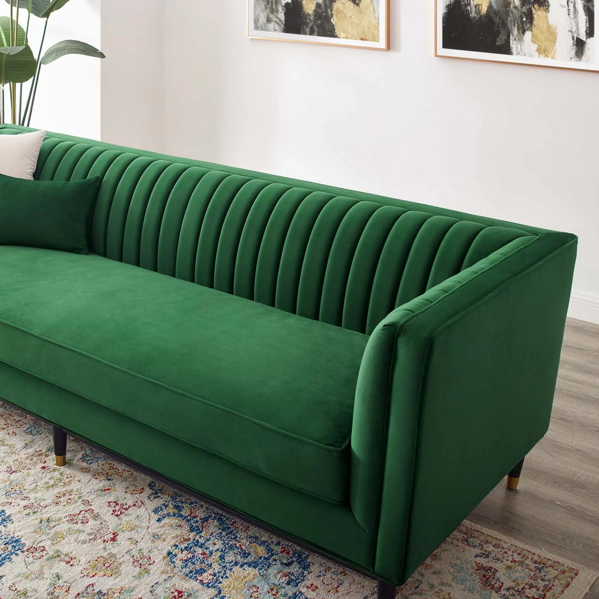 Emerald Channel Tufted Performance Velvet Sofa D734021