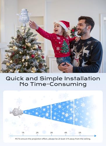 Christmas Tree Topper with 3D Glitter LED Snowflake Projector Lights P4099