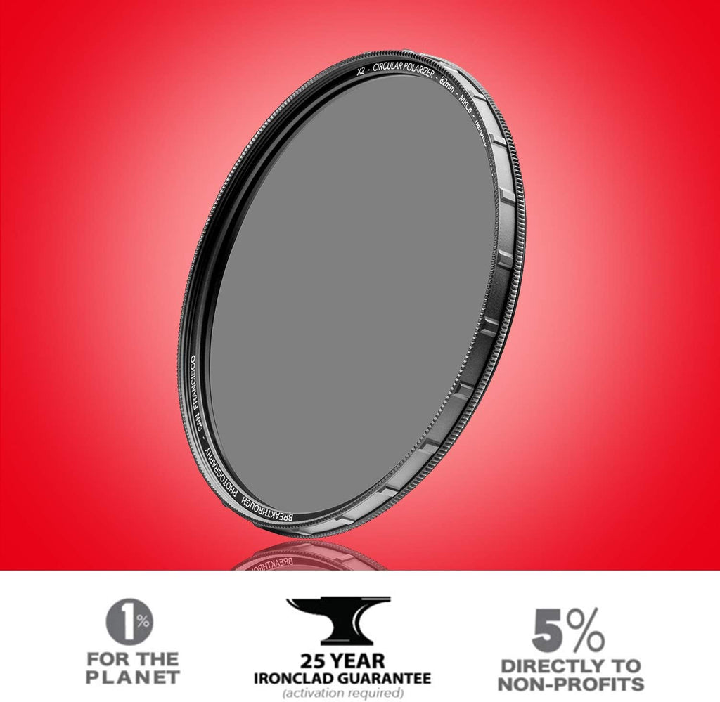 77mm CPL Circular Polarizing Filter for Camera Lenses with Lens Cloth, Pack of 2 K30736