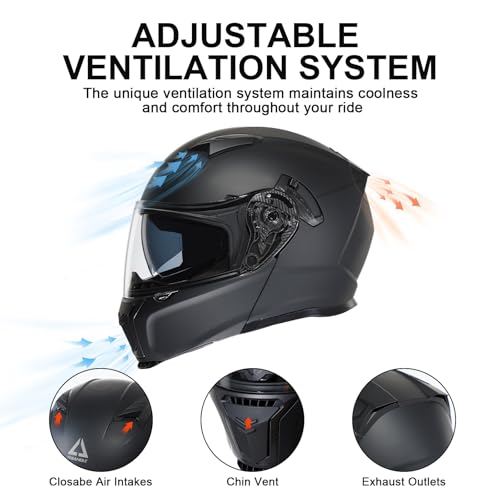 Modular Motorcycle Helmet Flip Up Full Face Dual Visor A42438
