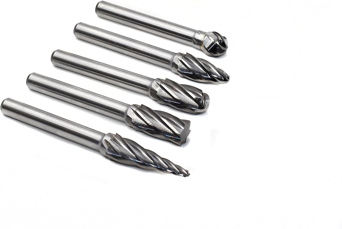Carbide Rotary Burr Files Set, 5pcs, 1/4 Shank, Pack of 2 O96178