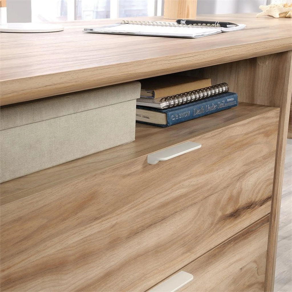 L-Shape Desk & Metal Computer Hutch A325