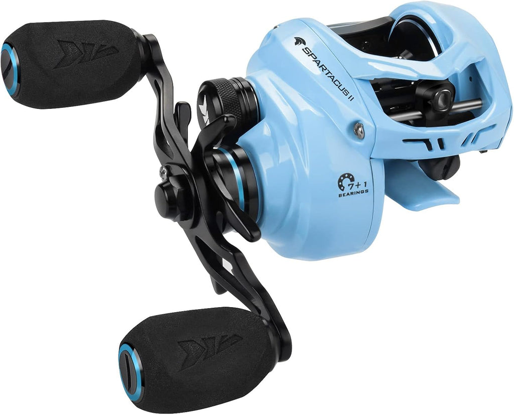 6oz Ultralight Baitcasting Fishing Reel, 17.6 LB Carbon Fiber Drag, 7.2:1 Gear Ratio, Pack of 2 D17911