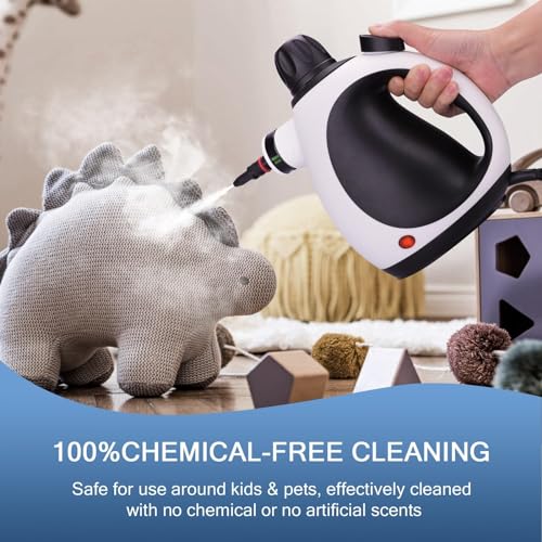 White Handheld Steam Cleaner with 10 Accessory Kit T185